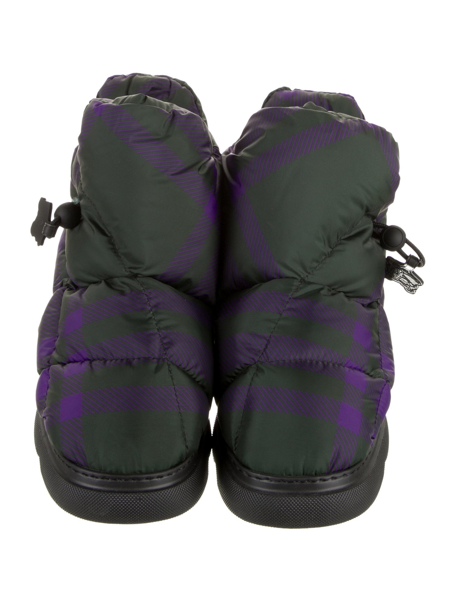 Burberry Nylon Plaid Print Boots